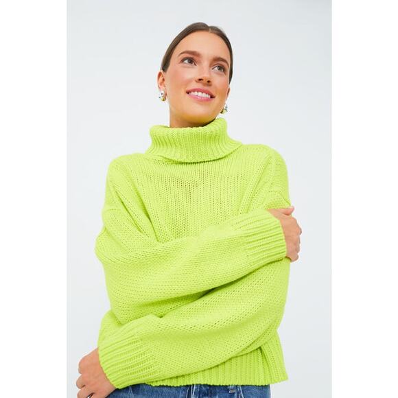 NWT 525 America Edie Peridot Lime Chunky Turtleneck Sweater – Size XS - Picture 1 of 11